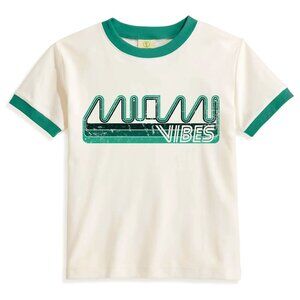 Ringer T Shirt Womens Fitted Miami Vibes Vintage Tee Shirt Retro Off White